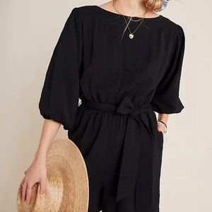 Anthropologie Francesca Romper Black Balloon Sleeve M Medium